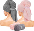 2 pieces - Microfiber Hair Towel - Microfiber Drying Towels - Microfiber towels - Hair Drying Towel - Hair Towel - Fast-drying Headscarf - wet hair towels - dry hair towels - for wet hair, showering and make-up - 100*60 cm - pink, grey