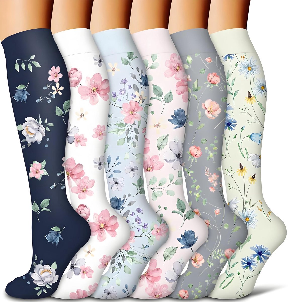 Compression socks 6 pairs - compression socks for women - Sports compression stockings - Circulation compression socks - Compression socks for cycling - women's compression stockings - Stretchable - for Running, Athletic Sports - Long - S/M