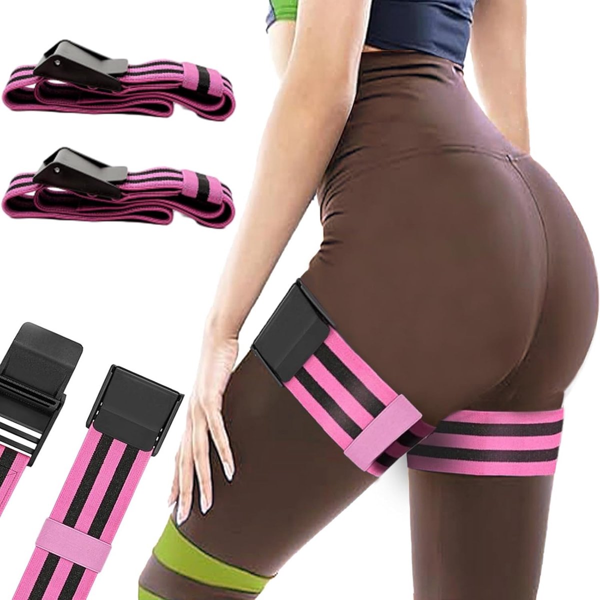 Resistance Bands - Resistance band - Booty bands - Fitness Elastic - Fitness Resistance Bands - Booty bands for training - Blood flow restriction bands - Adjustable BFR training bands - for training your glutes, squat, thighs - Pink