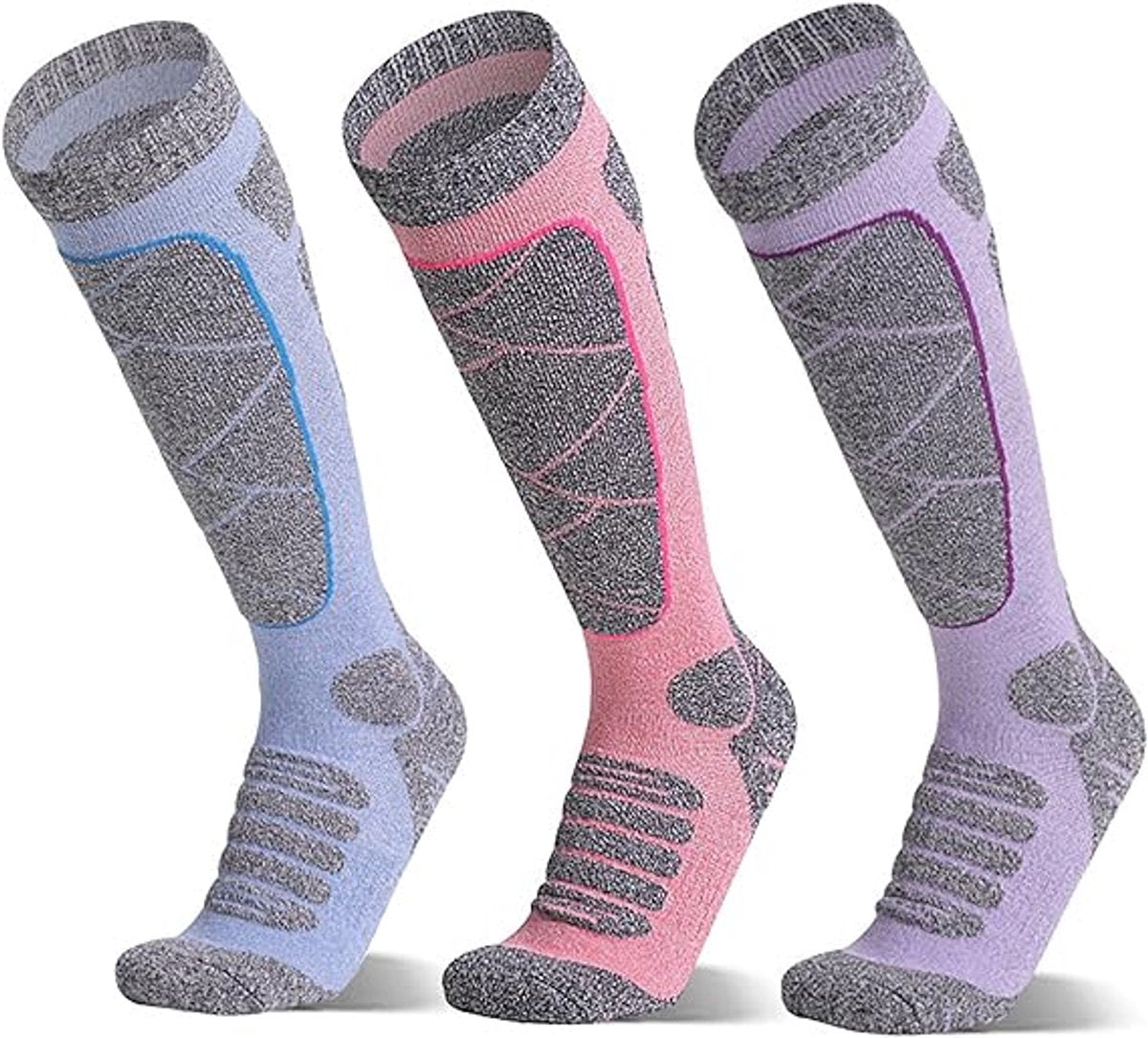 Ski Socks - 3 Pairs - Women's Socks - Sports Socks - Cotton Socks - Warm Socks Women - Long House Socks - Women's Ski Socks - Snowboard Socks - for Skiing, Snowboarding, Hiking - Size 35-39 (M)