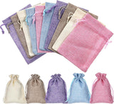 15 pieces - jute bags with drawstring - drawstring - gift bag - storage bag - gift packaging - jewelry pouch jute bags - jute bags - for Christmas, Thanksgiving, wedding favors, DIY, crafting - 14*10 cm - linen, purple, pink, blue, beige