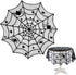 Tablecloth - 102 cm - Halloween tablecloth - table runner - round tablecloth - Halloween table decoration - black round lace spiderweb tablecloth - Interior decoration - lace tablecloth - Halloween party ornament - for Kitchen, Dining Table, Party Supplie