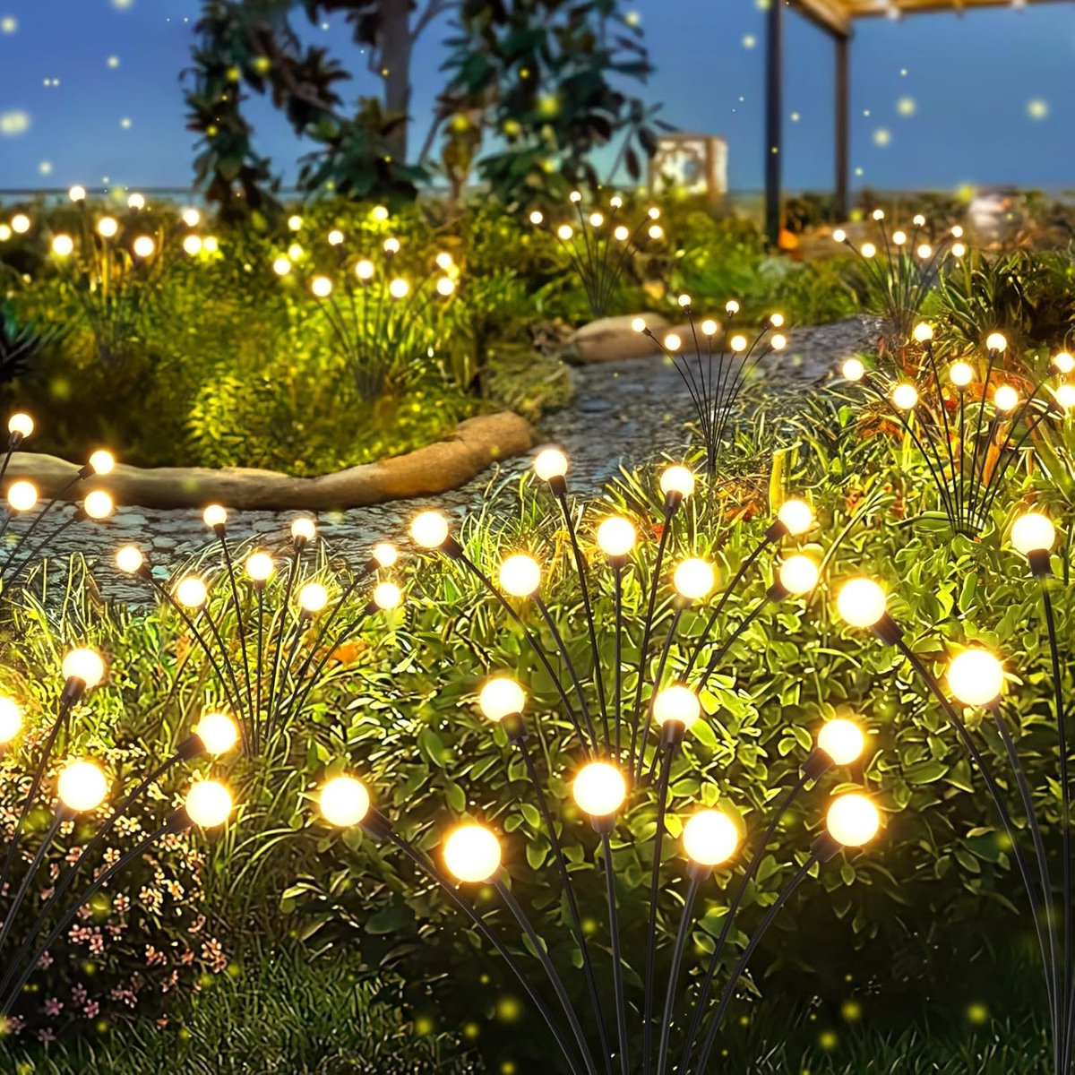 Solar Garden Lighting - Solar Lights Outdoor - 4 Pack 32 LED Oscillating Solar Garden Lights - Solar Garden Lamp - Fireflies - Firefly Light for Outdoor Decorations - Solar Garden Lighting - Solar Energy - Waterproof - Garden Torch - Garden Lantern