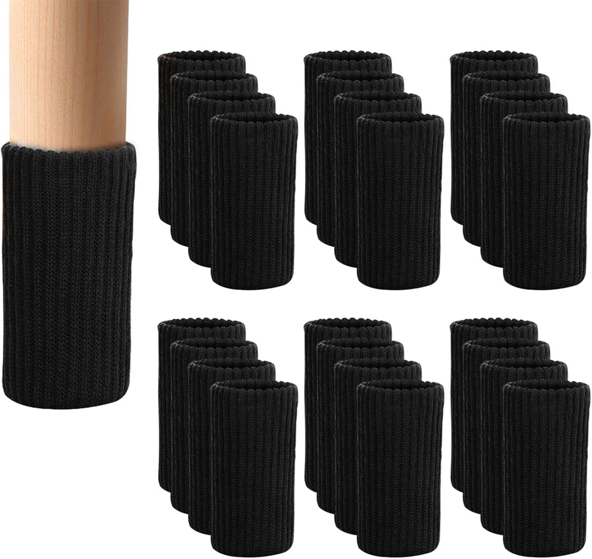 24 pieces furniture leg socks - Chair socks - black furniture socks - chair leg floor protectors - Chair Leg Felt Pads - high elastic chair leg covers furniture caps set - easy to move and reduce noise - Furniture Leg - Anti-slip mat