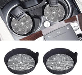 pieces - Coasters - Non-slip coasters - Car Cup Coaster - Universal non-slip cup holders - Bling Crystal Rhinestone - Car interior accessories - black full rhinestone - 7*7 cm