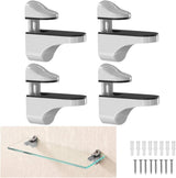 4 pieces - Glass clamp - Glass shelf brackets - Adjustable - Glass shelf bracket - fishmouth glass clip - wall mounting bracket - zinc alloy - furniture accessories - hardware accessories - with screws - for shelves of 3-20 mm thickness - 56*24*50 mm - wh