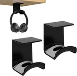 2-Piece Headphone Stand - Headset Hanger - Hook - Headphone Stand - Headset Holder - for gaming headsets - Headset Stand - Wall - headphone stand - non-slip and wear-resistant - for desks and computer tables - Adhesive - black