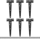 pieces - T-hinge for door - with screws - 6 inch - shed door hinge - T-door hinge - T-hinges - T-hinge - exterior door hinges - for wooden fences, sheds, cabinets and windows - black - 6.4*25 cm