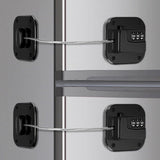 2-Piece Refrigerator Lock - Combination Lock - Self-Adhesive Refrigerator Lock - Safety Lock - Easy Installation No Keys Needed - For Children, Toddlers, and Adults - For Refrigerator, Cabinets & Drawers, Oven, Windows - Child Safety - Black