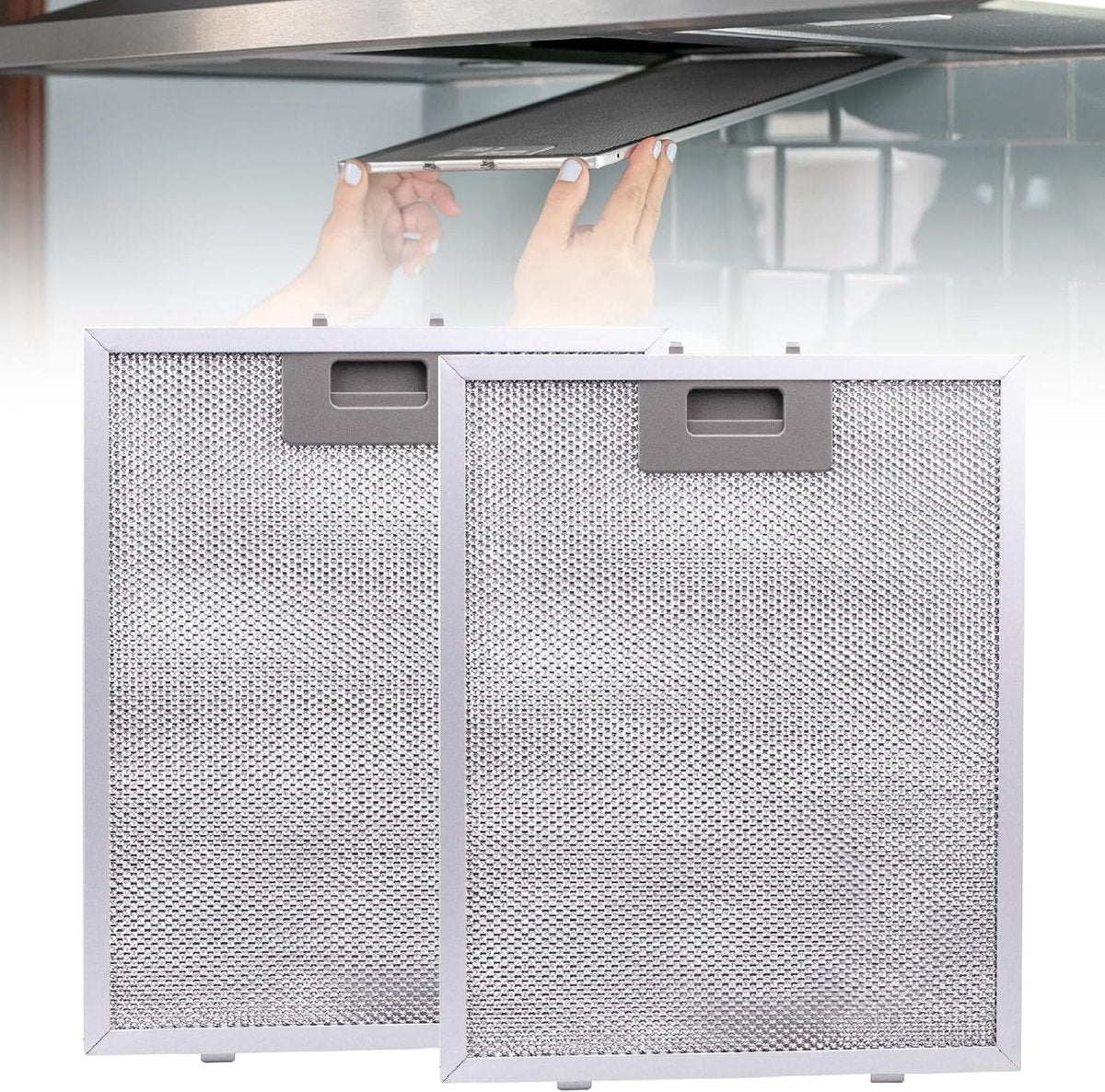 2 pieces - Grease filter - 260*320*9 mm - Range hood filters - 5-layer - Replacement filter for range hood - Aluminium Grease filter - Grease filter for range hood - Filters for range hoods - Metal mesh - Filters - for cooktops, range hoods and ovens - wh