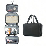 Toiletry bag - Portable hanging toiletry bag - foldable travel toiletry bag - large foldable travel bag - travel makeup bag - storage bag - with 4 compartments - waterproof toiletry bag - unisex - for vacation, shower, camping and travel - 27*18*8 cm - bl