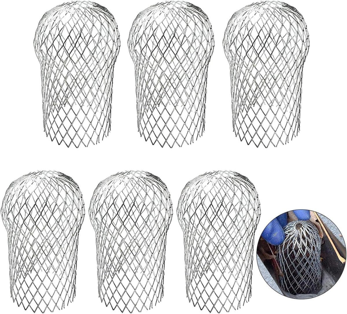 Downpipe leaf catcher - 6 Pieces - Wire mesh screen - Downpipe protector - Gutter guard - gutter guard - Against leaves in gutter - Leaf catcher - Anti-Clog - for preventing blockage and debris