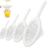 4 pieces - Filter screen - nylon fine sieve with handle - 100/200/300/400 mesh - food filter - fine mesh filter - plastic kitchen sieve - fine mesh sieve - for filtering juice, milk, wine, coffee - white - 14.5*24 cm