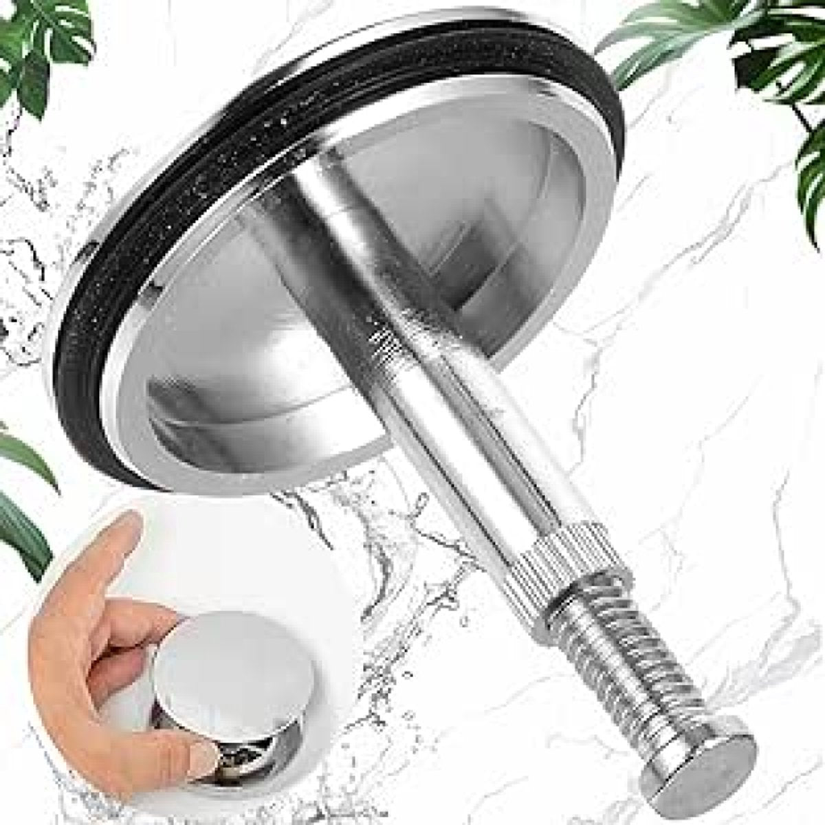 Bathtub Drain Plug 43mm - Stem Diameter 8mm - Bathtub Cover, Bathroom Washbasin Cap - Height Adjustable Drain Plug for Bathtub, Kitchen, Sink - Solid Brass Drain Stopper
