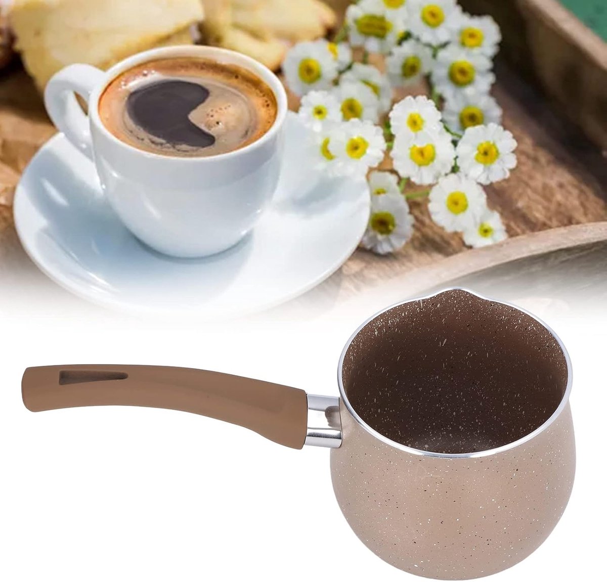 coffee pot - milk pan - non-stick milk pan - 10 cm small pan - insulated soup pot - mini milk pan - aluminum alloy - burn-resistant