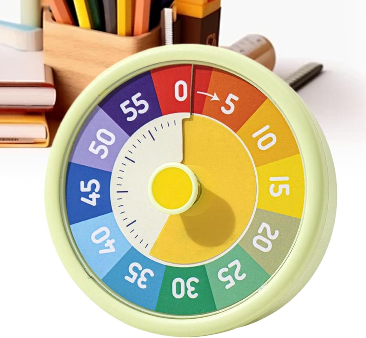 Timer - Visual timer - Visual countdown - 60-minute countdown timer - Countdown clock - Kitchen timer - Pomodoro timer - Silent time management - for fitness, studying, time management, cooking - 10.3*10.3*4.5 cm - green - (Battery not included)