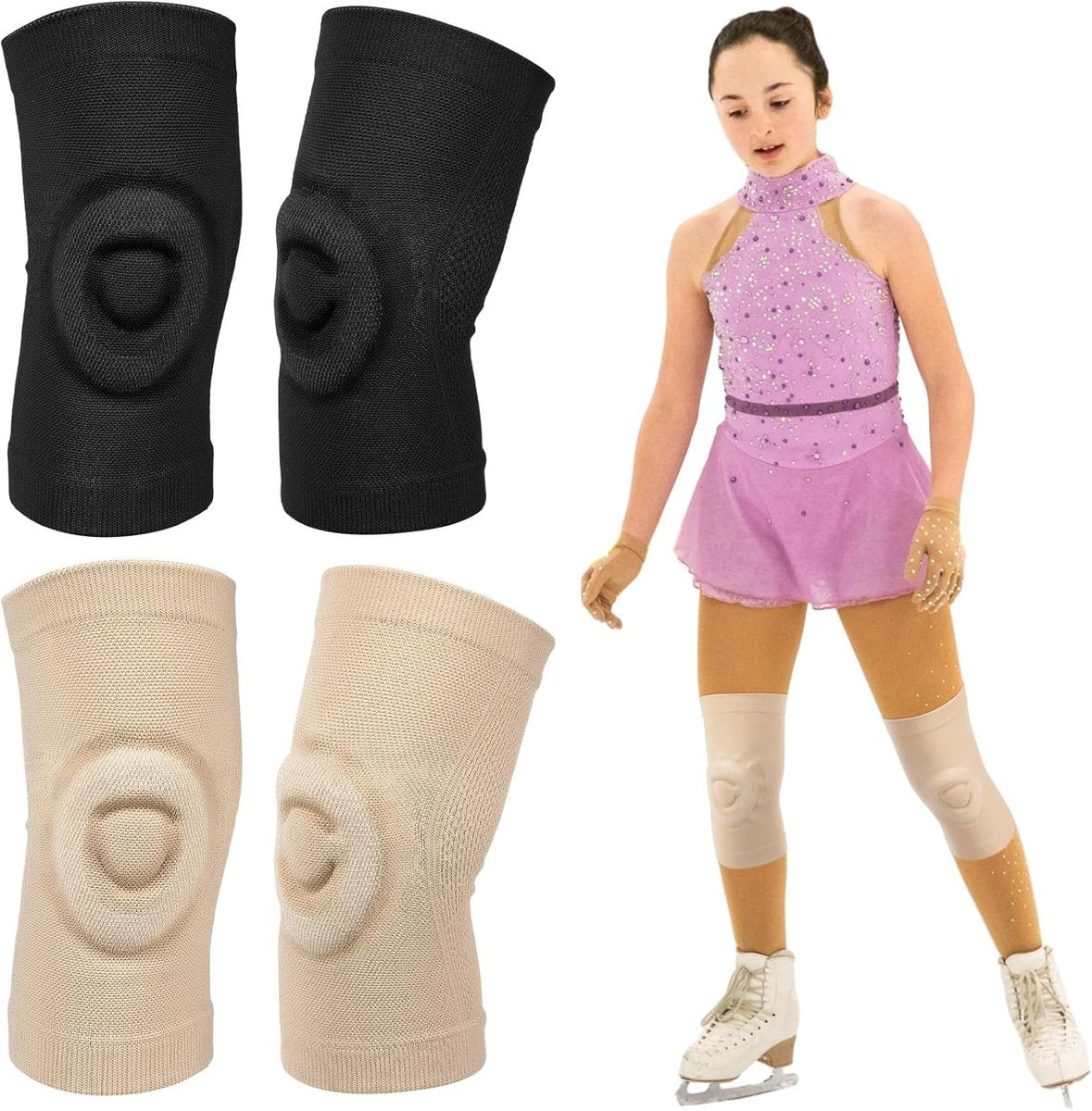 pairs of figure skating knee pads - gel dance knee pads - Knee Arthritis size M - Knee pain - Knee heating - cushioning and support - breathable material for dancing skating women girls men