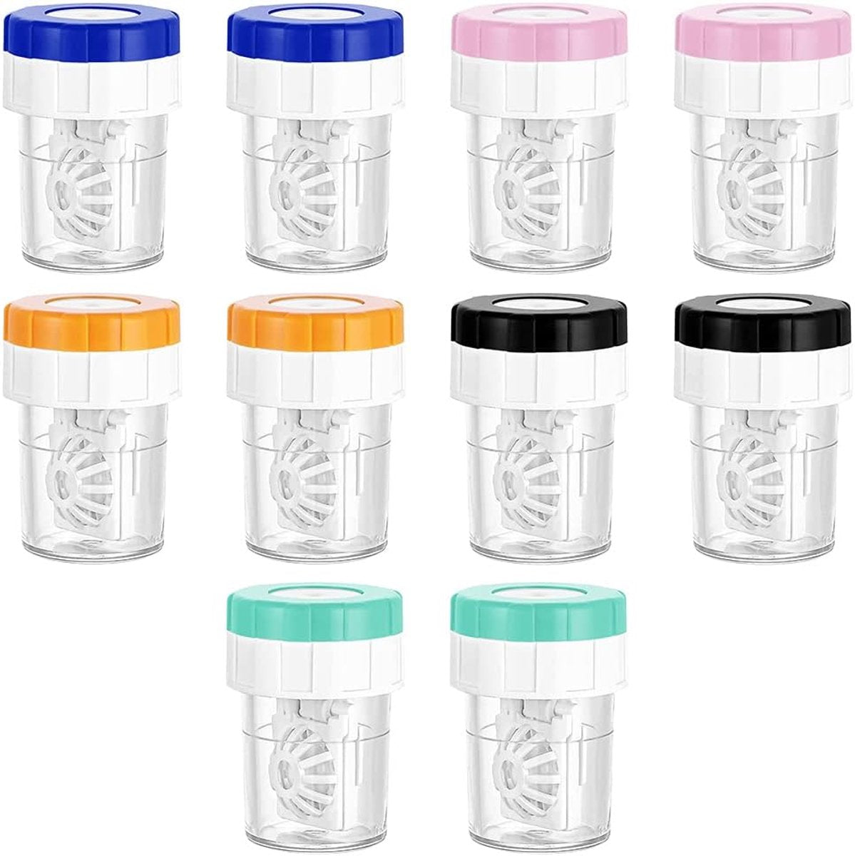 Lens case - 10 pieces - Contact lens holder - lens cleaning container - portable contact lens cleaner - contact lens cleaner - contact lens container cleaner - contact lens case - plastic - Manual contact lens cleaner - Travel storage set