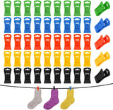 Sock dryer - 50 pieces - Sock clips - Pegs - Colorful sock clips - Plastic sock clamps - Anti-loss drying rack - Sock drying rack - Sock drying rack - Drying carousel - 5 colors