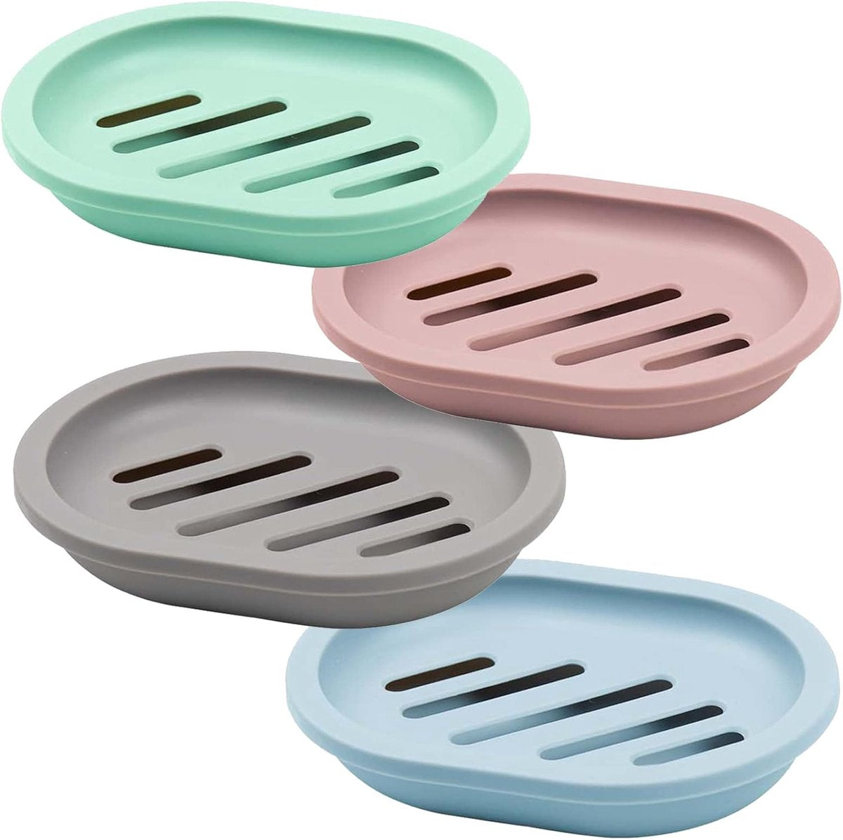 4-Piece Double-Layer Soap Holder - Soap Dish - Soap Holders - for Shower Soap Dish - Small Soap Dish - Portable Bar Soap Case - with Drain - Soap Dish - Plastic Soap Dish - for Bathroom Countertop, Kitchen, Toilet - Bathroom Accessories - Travel Soap Box