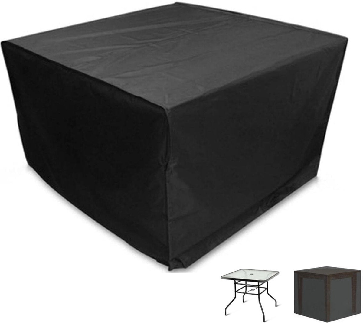 Garden Table Cover - 123*123*74 cm - Garden Furniture Cover - Square Garden Furniture Cover - Waterproof Garden Furniture Protective Cover - Waterproof Garden Table Cover - Dust Cover - Anti-UV - 210D Oxford Table Cover - for Garden, Gazebo, Balcony - Bla