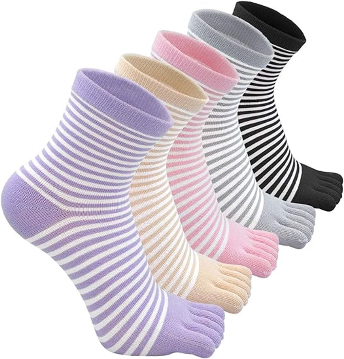 Women's split finger socks - 5 pairs - sports socks - Five Toe Socks - cotton finger socks - Toe socks - women's casual sports socks - Antibacterial - Breathable - women's soft warm socks - Comfortable Socks - Runner Toe socks