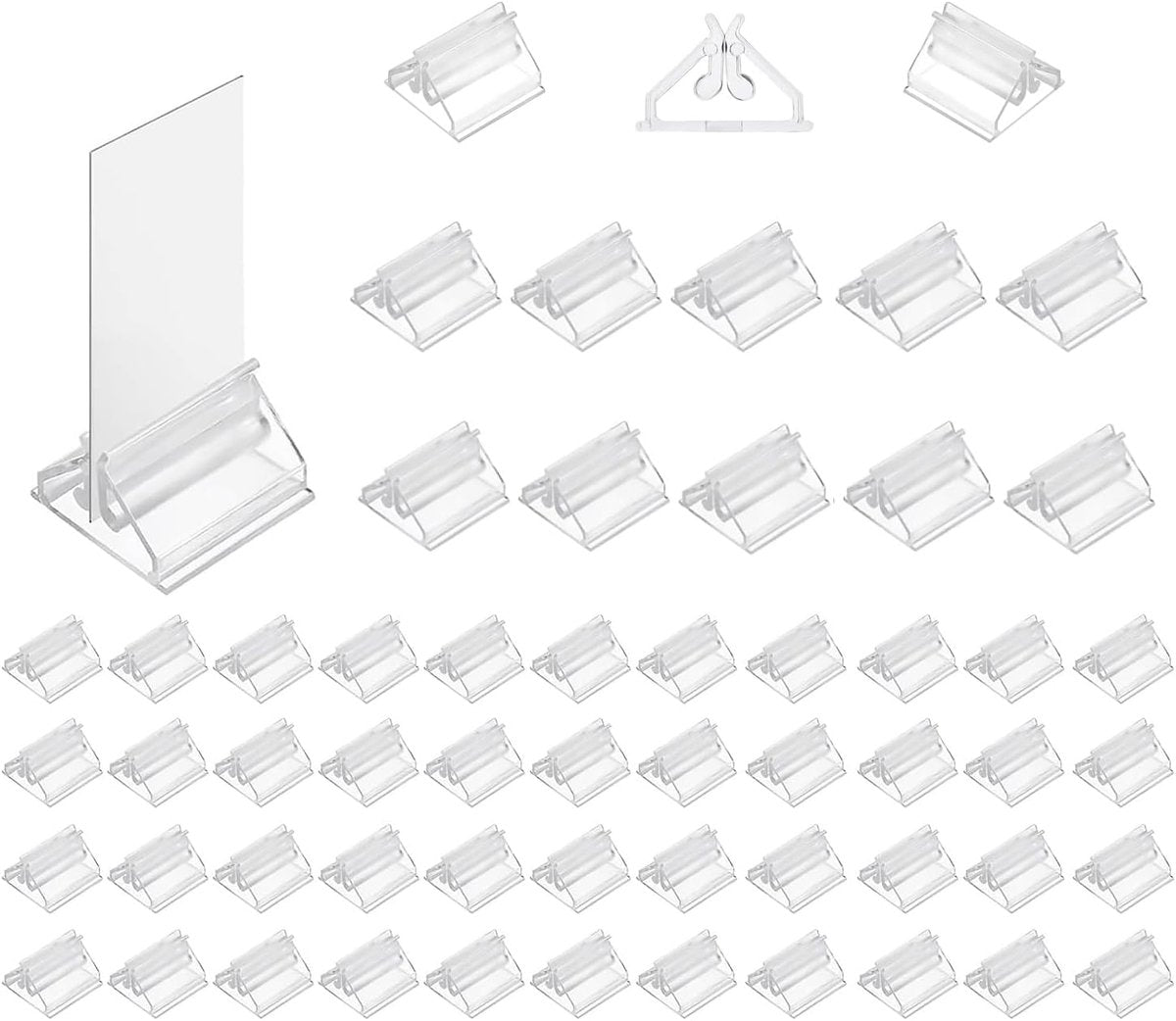 80 pieces - acrylic card holders - acrylic place card holders - reusable - transparent label holders - table menu holders - playing card holders - display stand - photo display - 2*2*1.3 cm - transparent