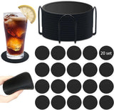 Silicone Coasters with Holder - Set of 20 - Coasters for Glasses - Coaster Set - Non-Slip Black Round Coasters - Insulated Coasters - Absorbent and Heat Resistant - for Bars, Cups, Glasses, Gifts, Table Decorations, Vases