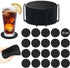 Silicone Coasters with Holder - Set of 20 - Coasters for Glasses - Coaster Set - Non-Slip Black Round Coasters - Insulated Coasters - Absorbent and Heat Resistant - for Bars, Cups, Glasses, Gifts, Table Decorations, Vases