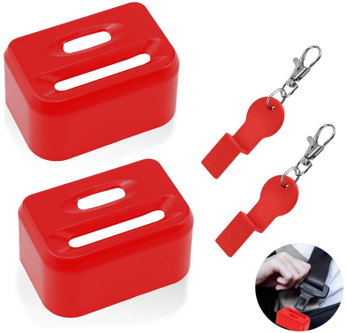 2 pieces - seat belt buckle protectors - car seat belt buckles - child seat belt buckle cover - safety belt lock for children - with 2 keys - child seat belt locks - seat belt accessories - for most cars (not for trucks) - red