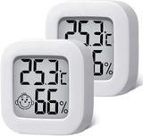 2 pieces - Mini digital indoor thermometer - Weather station - Thermometer - Highly accurate temperature monitor - Indoor thermometer - Hygrometer - Thermo-hygrometer - Comfort level indicator - White