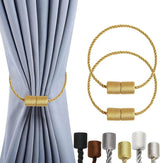 2 Pieces Magnetic Curtain Ties - Curtain Tieback Hook - Curtain Fasteners - Curtain Tieback - Magnetic Curtain Cord - Curtain Ties - Curtain Holders - Thickened Steel Cable - Gold