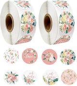 Label - 2 rolls (1000 pieces per roll) - Sealing sticker - Sealing sticker - Sticker - Flower stickers - Envelope sealing sticker - Gift sealing - Coded label stickers - self-adhesive labels - for gifts, wedding, birthday, party, packaging
