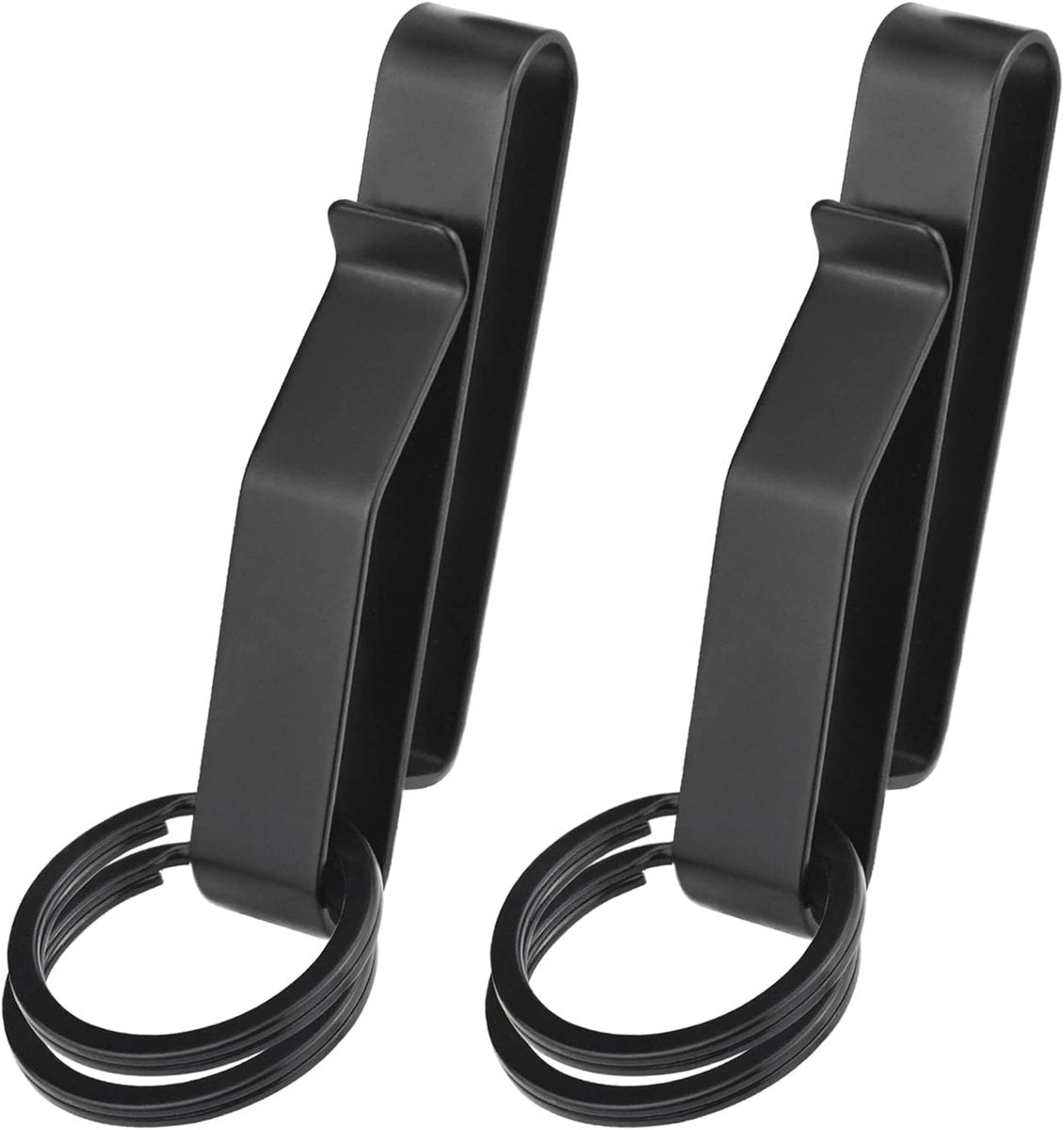 2 pieces - Keychain - Tactical keychain - Belt keychain - Duty Belt Keychain - Key clip - Key ring - Belt clip - with 2 keychains - stainless steel stealth belt loop keychain holder - 7.5*1.3*2.3 cm - black