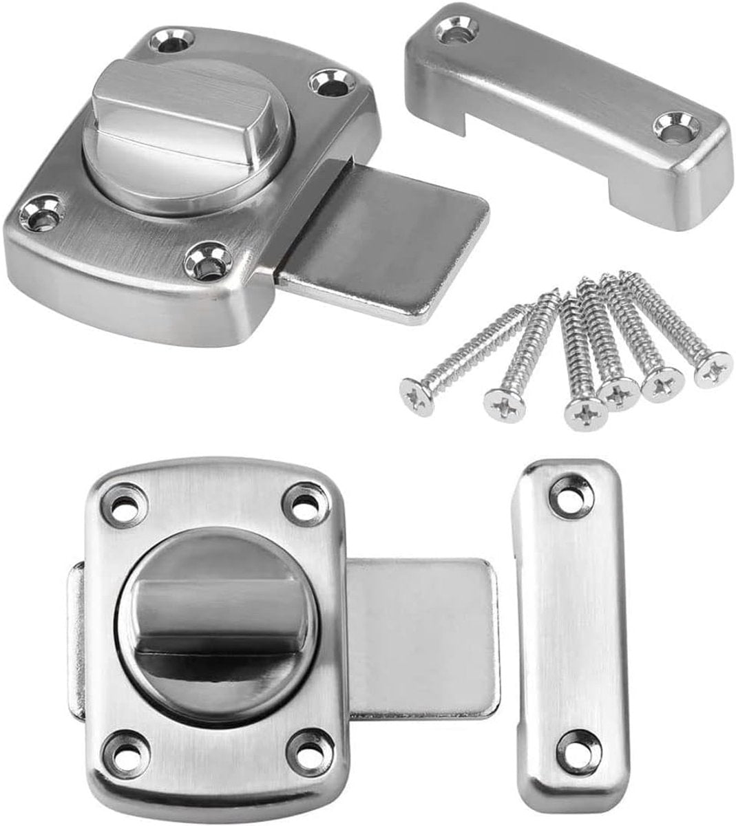 pieces - Door locks - swing door locks - zinc alloy door locks - bathroom door lock - security lock - door bolt - for home security, bathroom, bedroom, toilet - silver