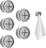 5 pieces - 42*22 mm - towel holders - self-adhesive round towel holders - towel hooks for wall mounting - no drilling required - push-in towel rack - for kitchen, bathroom, kitchen hooks - silver