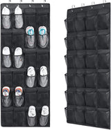 2-Piece Hanging Shoe Bag - Behind the Door Shoe Hanging Holder Rack - Shoe Rack - Shoe Organizer - Shoe Bag - with 48 Large Mesh Pockets - Clear Fabric Shoe Hanger Storage Organizer Bag - Hanging Organizer - Shoe Organizer