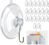 Suction Cup Hooks (20 Pieces) - Suction Cup Hooks - 1.77 Inch Clear Suction Cups - up to 3kg - with Metal Hooks - Threaded - Brute Strength - suction cup hooks - for Kitchen Bathroom Shower Wall Window Door - hanging hooks - suction cups sun protection - 