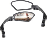 Black bicycle handlebar mirror with scratch-resistant glass lens