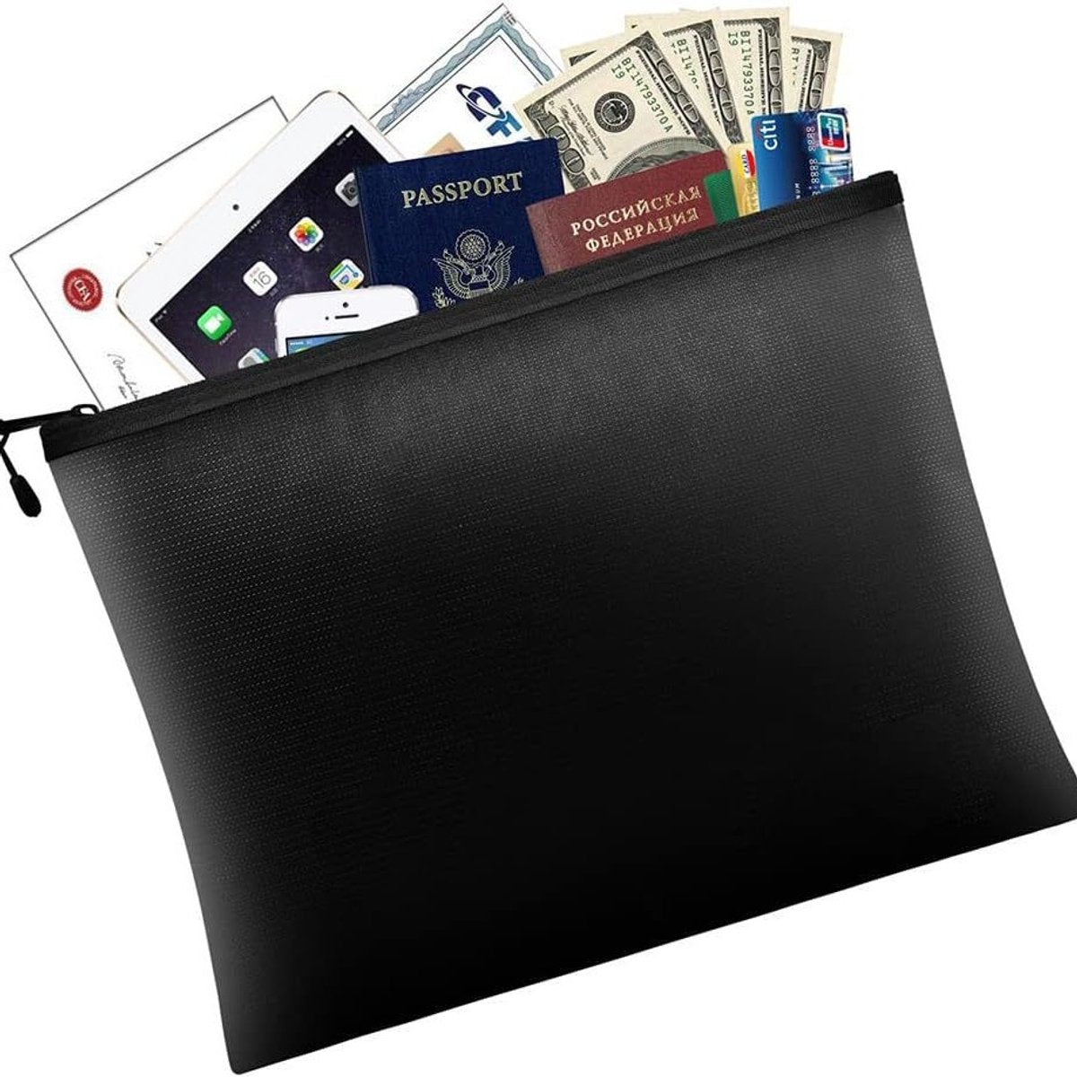 Fireproof document bag - fireproof and waterproof money bag with zipper for cash - Fireproof Document Bags - 13.4 x 9.4 Inch Waterproof and Fireproof Money Bag Document Holder with Zipper - Fireproof Safe Storage Bag
