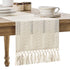 Table runner - tablecloth - Bohemian style table runner - pink table runner - with knotted tassel - farmhouse woven home decor - white - 30*240 cm