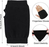 2 pairs - Gloves - Fingerless half-finger gloves - Warm fingerless gloves - Warm gloves - Half-finger gloves - Knitted gloves - with thumbhole - Winter gloves - for office work, typing, telephoning - black