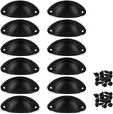12 pieces - Drawer cabinet handle - furniture handles - cabinet handle - Handle - Handle for Cabinet - Kitchen cabinet - Kitchen handle - semi-round handle - Furniture handle - small handle - Center distance 65mm - black - iron - 8.1*3.2*1.8 cm