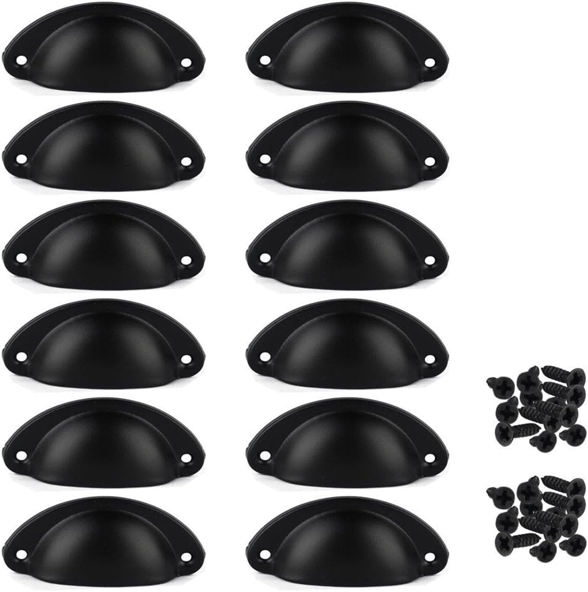 12 pieces - Drawer cabinet handle - furniture handles - cabinet handle - Handle - Handle for Cabinet - Kitchen cabinet - Kitchen handle - semi-round handle - Furniture handle - small handle - Center distance 65mm - black - iron - 8.1*3.2*1.8 cm