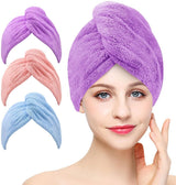 Piece Hair Towel - Microfiber Hair Towel - Hair Towel - Head Towel - Quick-Drying Towel - for Women, Men, Children, Quick-Drying Wrap for Curly - Long Hair - Anti-Frizz - Hair Towel - Purple, Pink, Blue