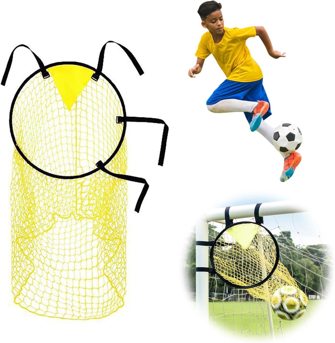 Football Net - Cross Target with Ball Net - Football Goal Net - Football Goal - Target Net - Training Equipment - Football Cross - Football Training - Football Training Equipment - Football Goal Net - for precision training - 45*60 cm - yellow