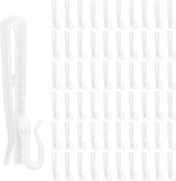 60 pieces - 8.5 cm - Curtain hook - Shower curtain hook - Plastic curtain hook - curtain clip hooks - curtain accessories - adjustable depth - pleated curtain clips - for door, shower curtains - white