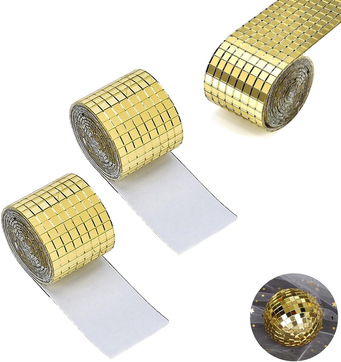 3 pieces - 4*100 cm - Self-adhesive mosaic stickers - Mini square acrylic mosaic tiles - 5*5 mm - self-adhesive acrylic mosaic tiles - mirror mosaic tiles - decorative wall stickers - for kitchen, restaurant, disco party, DIY decoration - gold