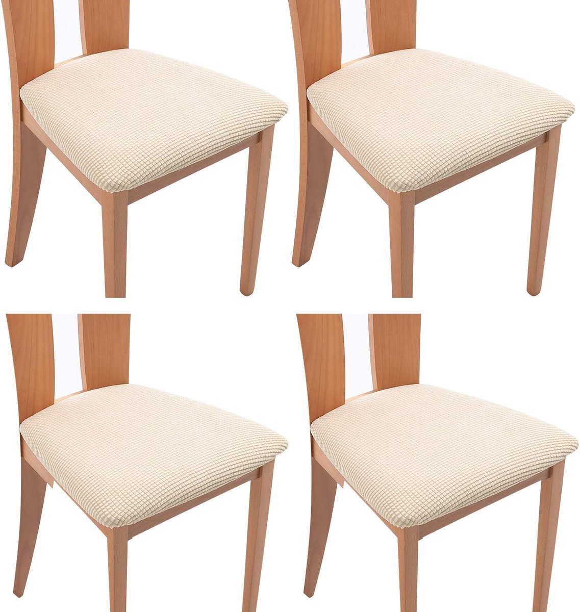 4 Pieces Chair Cover - Chair Cover for Dining Chair - Chair Protectors - Dining Room Chair Covers - chair chair upholstery - removable spandex dining room rack chair cover - Covers for Dining Chairs - Universal Chair Cover - Checks - beige