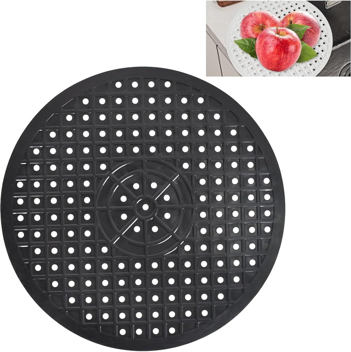 1 Piece Silicone Sink Mat - Washbasin Mat - Sink Mat - Sink Mats - Rubber Countertop Mat for Sink - Cuttable - Foldable - Non-slip - Round sink mat - Protective mat - For countertop - Round Black - ø 31 Cm